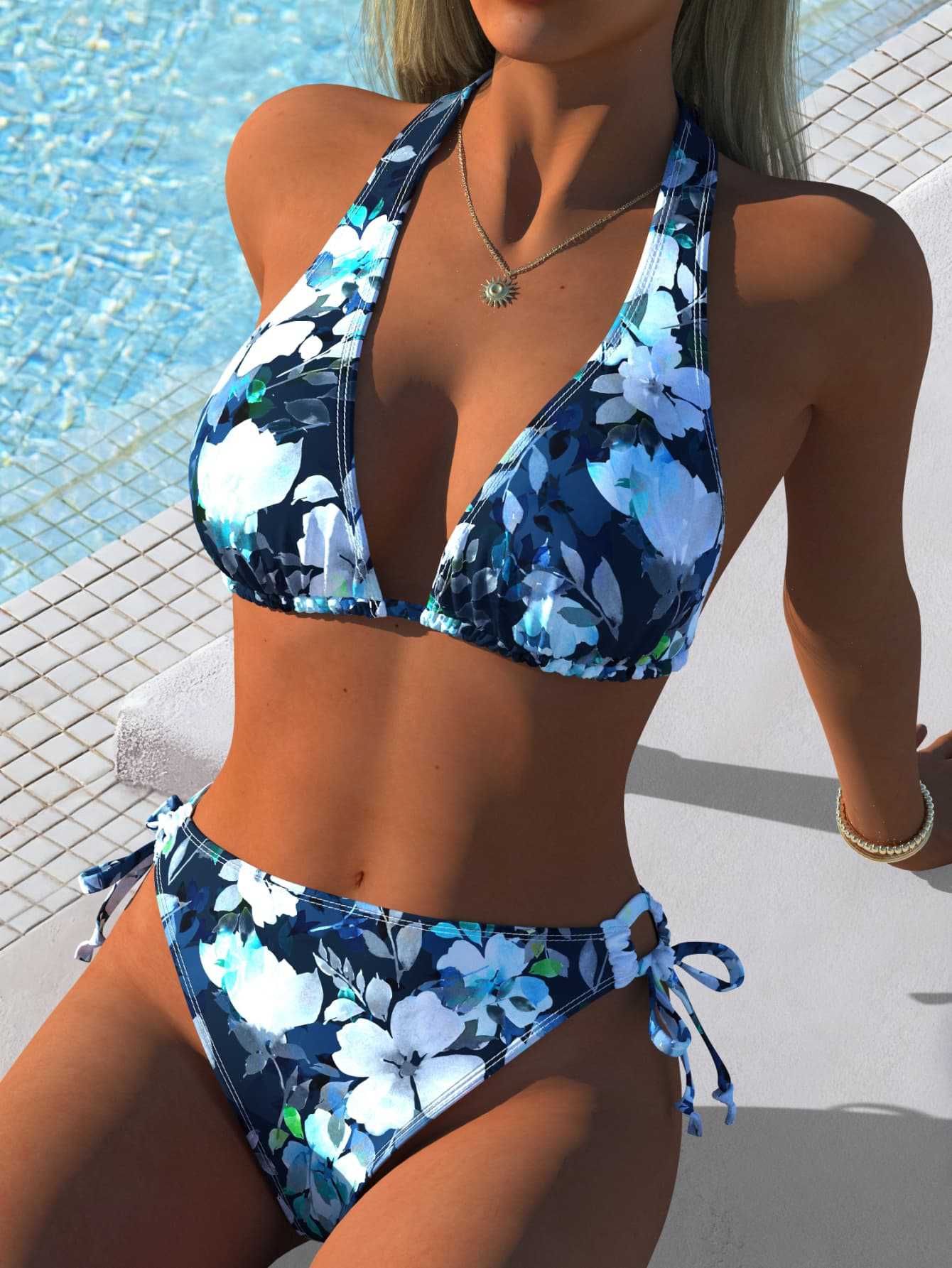 Printed split backless swimsuit eprolo