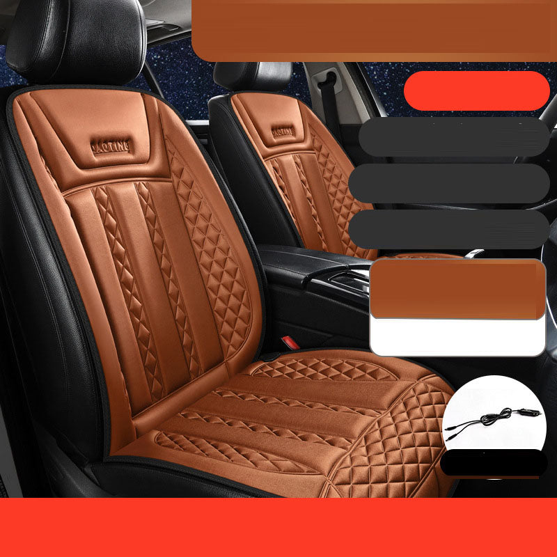 Car heated seat cushion winter single seat car electric heating modified plush seat cushion 12V24V warm eprolo