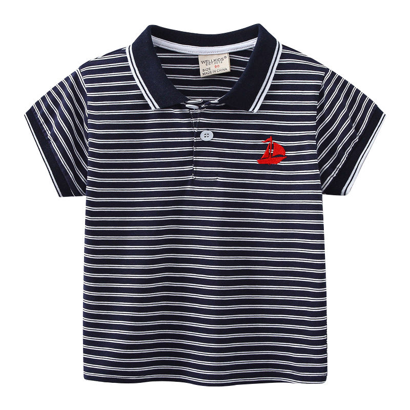 Cute Striped Polo Shirt for Kids Short Sleeve Casual T-Shirt for Boys eprolo