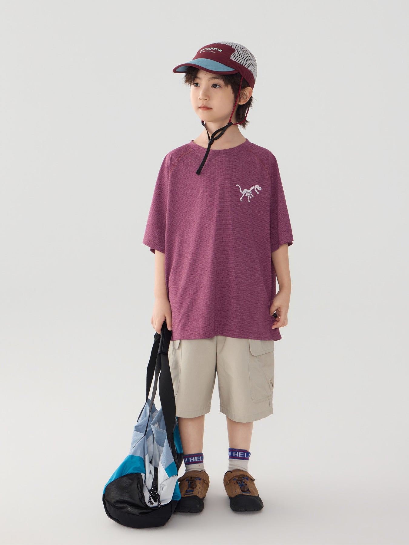 Cool Breathable Quick-Dry T-Shirt for Boys, Night Light Dinosaur Print eprolo