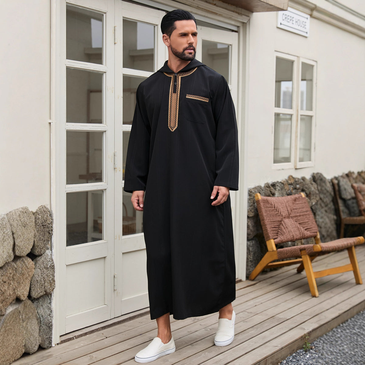 Men's long sleeved printed hooded loose casual men's traditional clothing eprolo