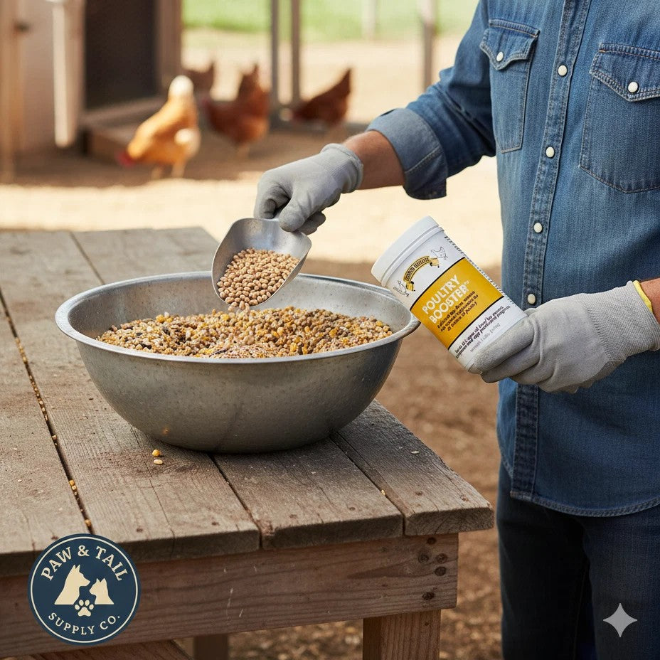 Rooster Booster Poultry Cell 16 oz + Poultry Booster 1.25 lb Poultry Care Bundle Paw and Tail Supply