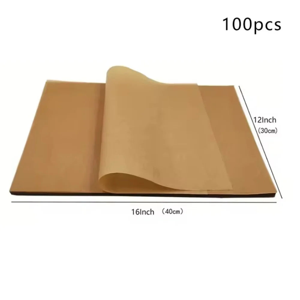 100Pcs Parchment Paper Baking Sheets Non-Stick Precut Baking Parchment Baking Paper Will Not Curl Burn Wax Paper annizon.com