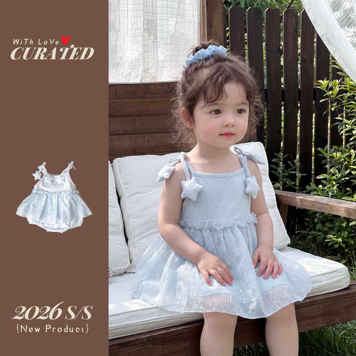 Romper with Star Sequin Tulle Dress, Sleeveless Bodysuit for Infants and Toddlers, Outing Crawling Suit, Girl's Straps One-Piece Clothing eprolo