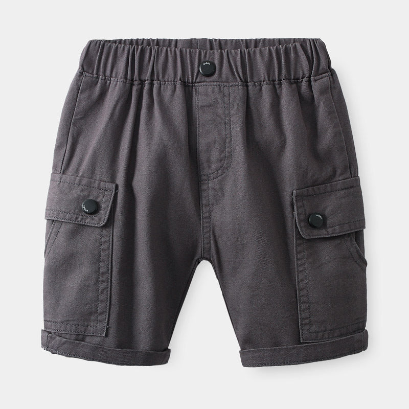 Boy's Five-Panel Shorts Solid Color Casual Short Pants for Kids Mid-Length Pants Wholesale eprolo