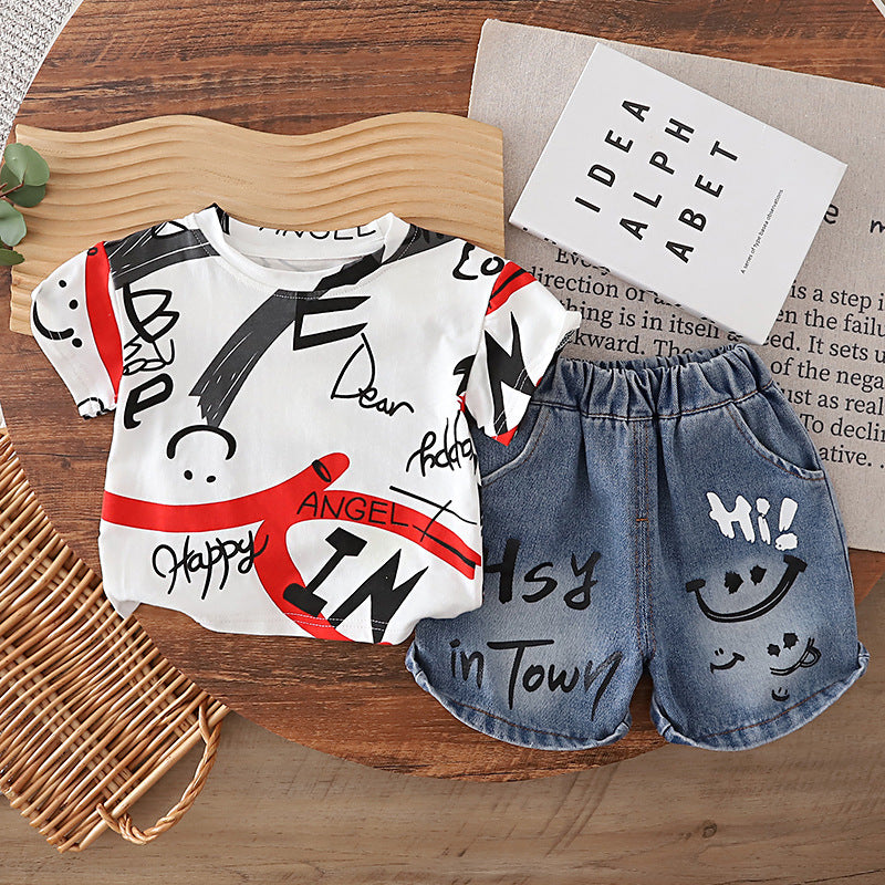 Summer clothing baby casual children's summer two-piece set eprolo
