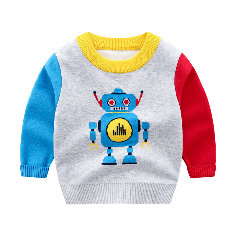 Children's Sweater Robot Boy Round Neck Pullover Sweater Foreign Trade Children's Clothing eprolo