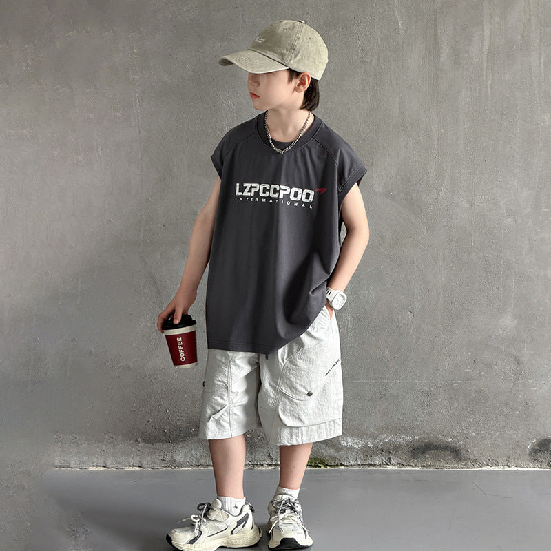 Boy's Sleeveless Vest Set, Stylish Two-Piece Outfit for Kids eprolo