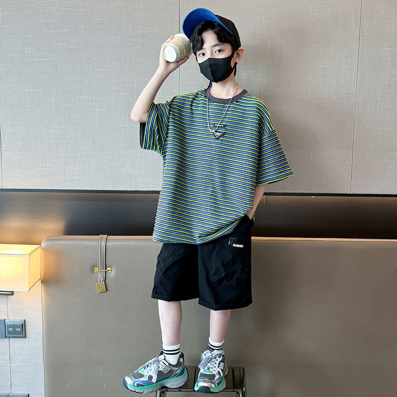 Boy's Stripe Short Sleeve and Shorts Set eprolo