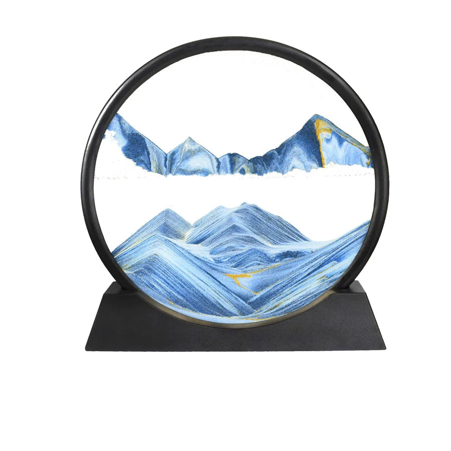 3D Moving Sand Art Glass Deep Sea Sandscape In Motion Display Home Decor Flowing Sand Frame Sand Painting Creative Gift