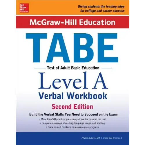 McGraw-Hill Education Tabe Level a Verbal Workbook, Second Edition - Paperback