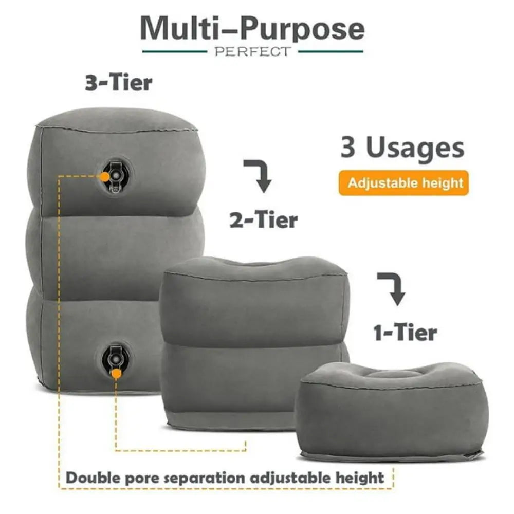 Inflatable Sleeping Foot Rest Pillow for Air Travel, PVC Adjustable 3-Layer Flight Footstool Cushion for Car Office annizon.com