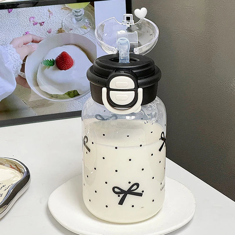 Cute Water Bottle With Straw Portable Plastic Up Cover Water Cup For Kid Kawaii Bottle Water Leak-Proof Cute Drinking Bottle