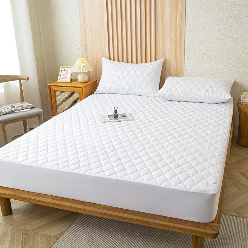 Waterproof Throw Mattress Cover Bed Fitted Sheet Mattress Protector Single/Double/140/160 Muti Size Gray/White annizon.com