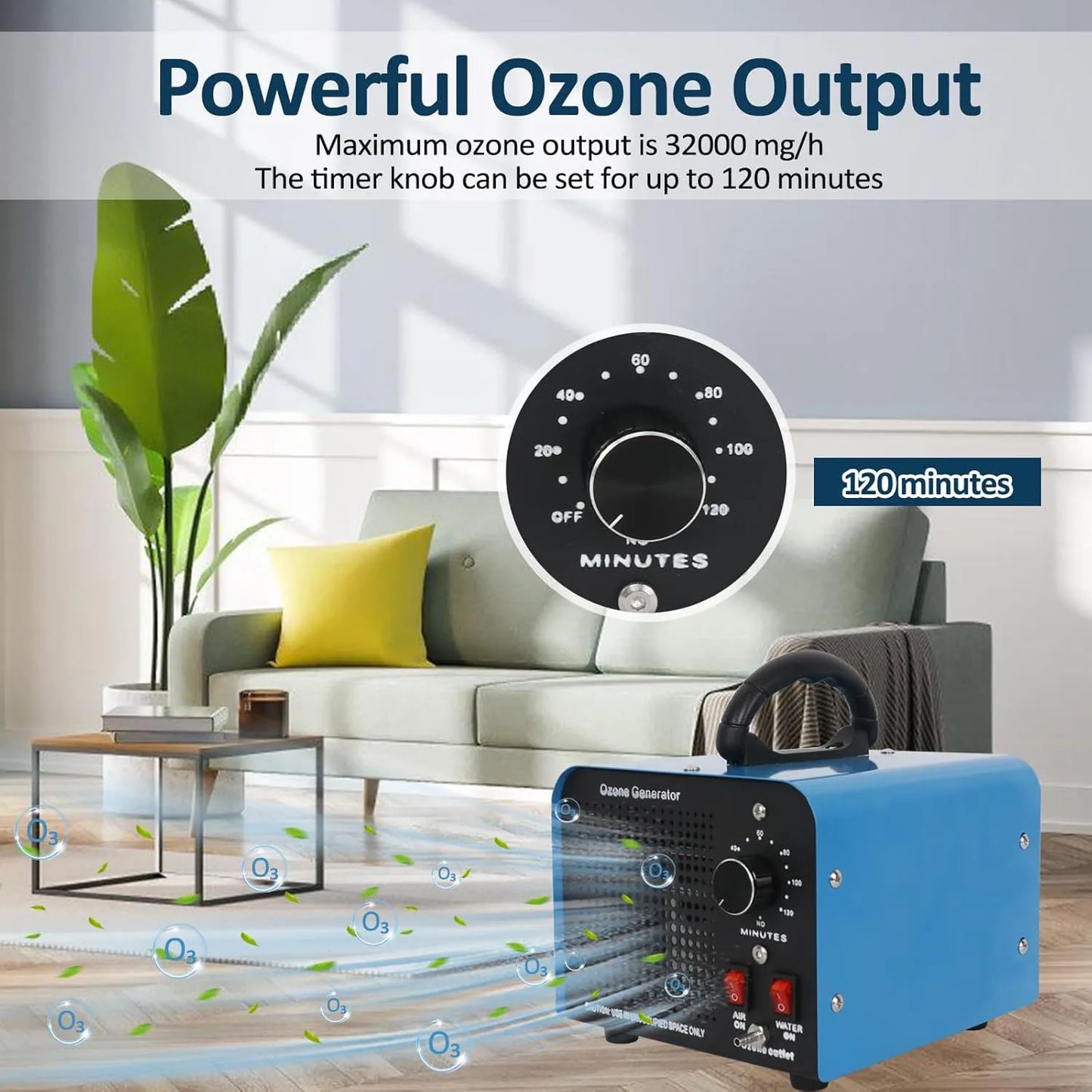 Ozone Generator 60000mg/h, Industrial/Home Ozone Machine, Odor Removal for Areas of 5,000 Square Feet