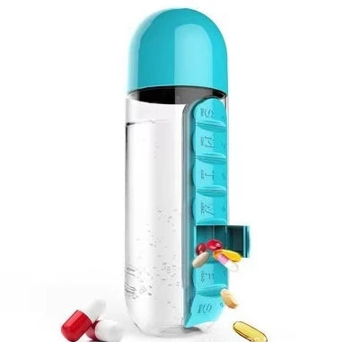 Water Bottle with Pill Box Organizer - 650ml