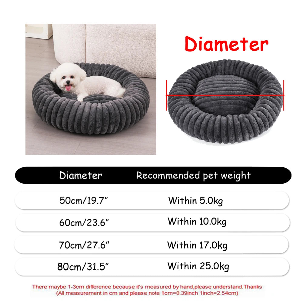 40-90cm 6 Sizes Round Pet Bed for Large Dog Bed Super Soft Cat Bed Plush Dog House for Medium Dog House Winter Warm Sleeping annizon.com