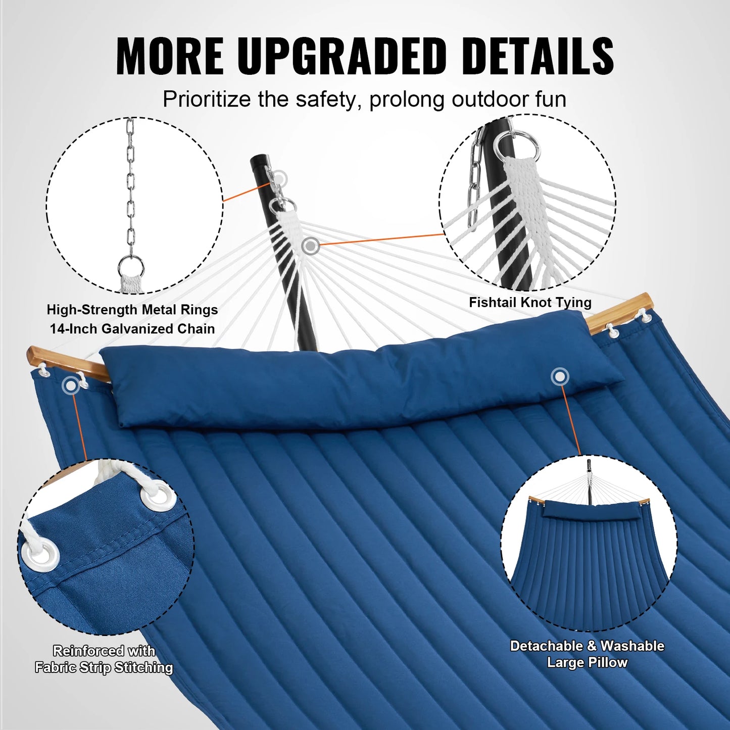 SucceBuy Two Person Hammock with Stand Included Double Hammock with Curved Spreader Bar and Detachable Pillow and Portable Bag annizon.com