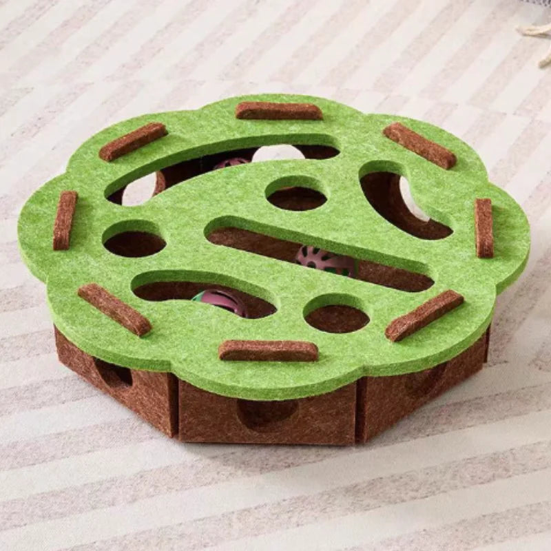 Pet Cat Puzzle Maze Holes Toys Felt Box With Bell Ball Kitten Playing Toys Interactive Funny Cat Supplies annizon.com