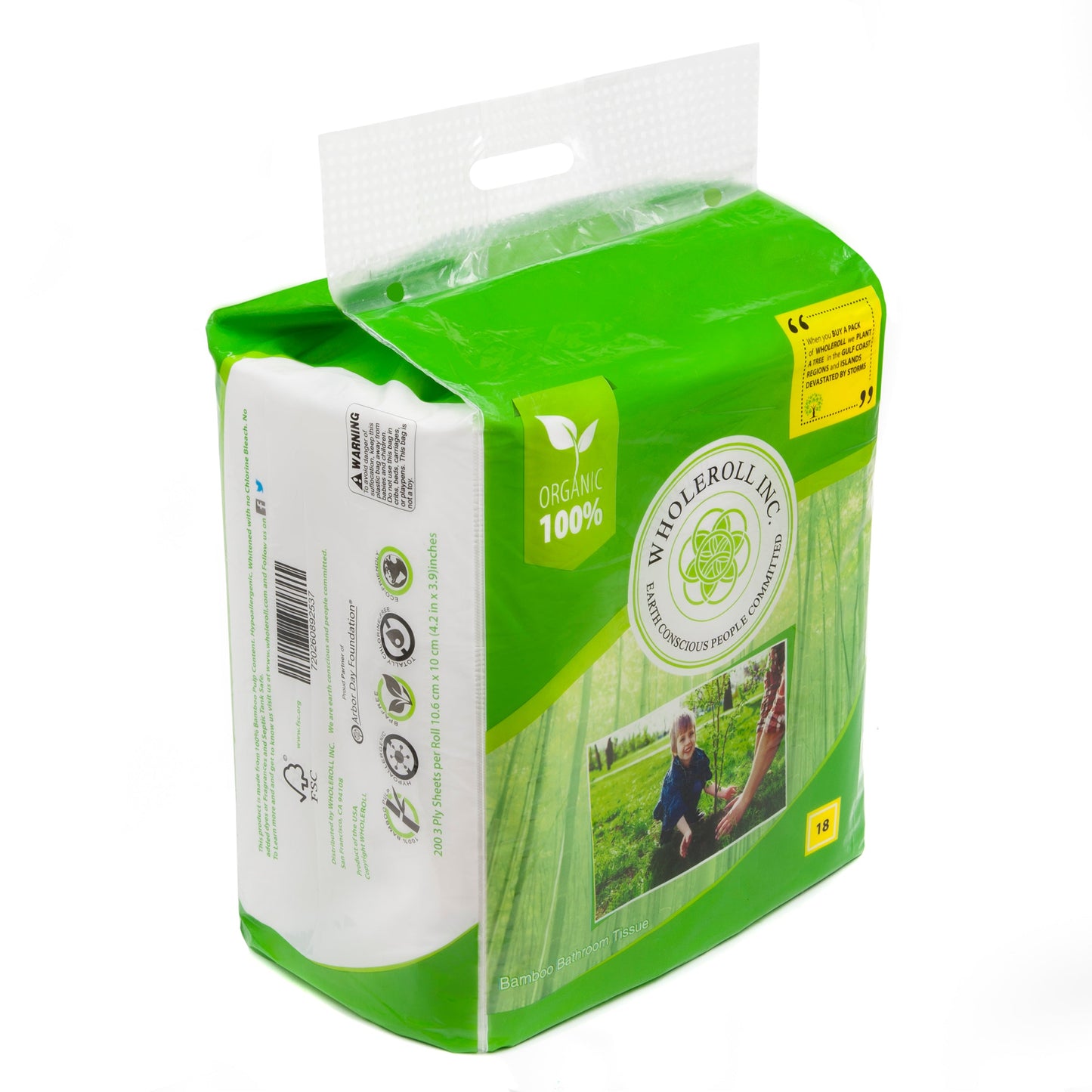 WHOLEROLL Organic Bamboo Toilet Paper #18 Ct WHOLEROLL