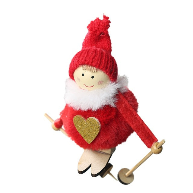 Noel Christmas Angel Girl Ski Plush Dolls Christmas Tree Ornament Pendant Party Christmas Decoration for Home