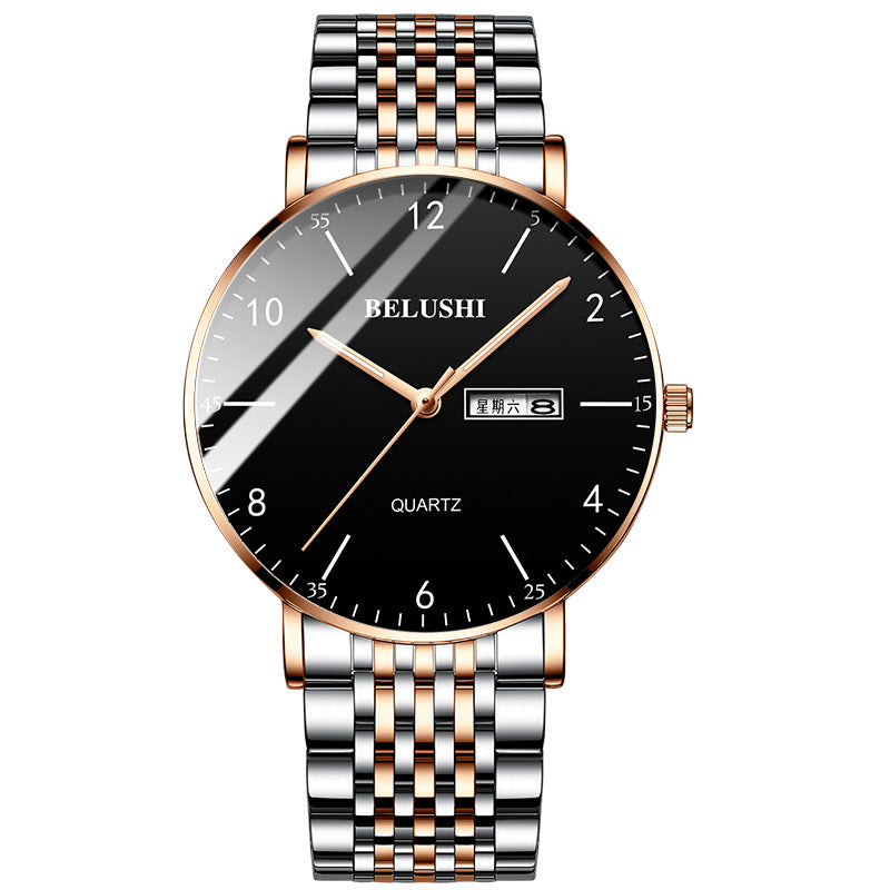 New men's watch business casual quartz surface waterproof night light leather net belt fashion source wholesale manufacturers