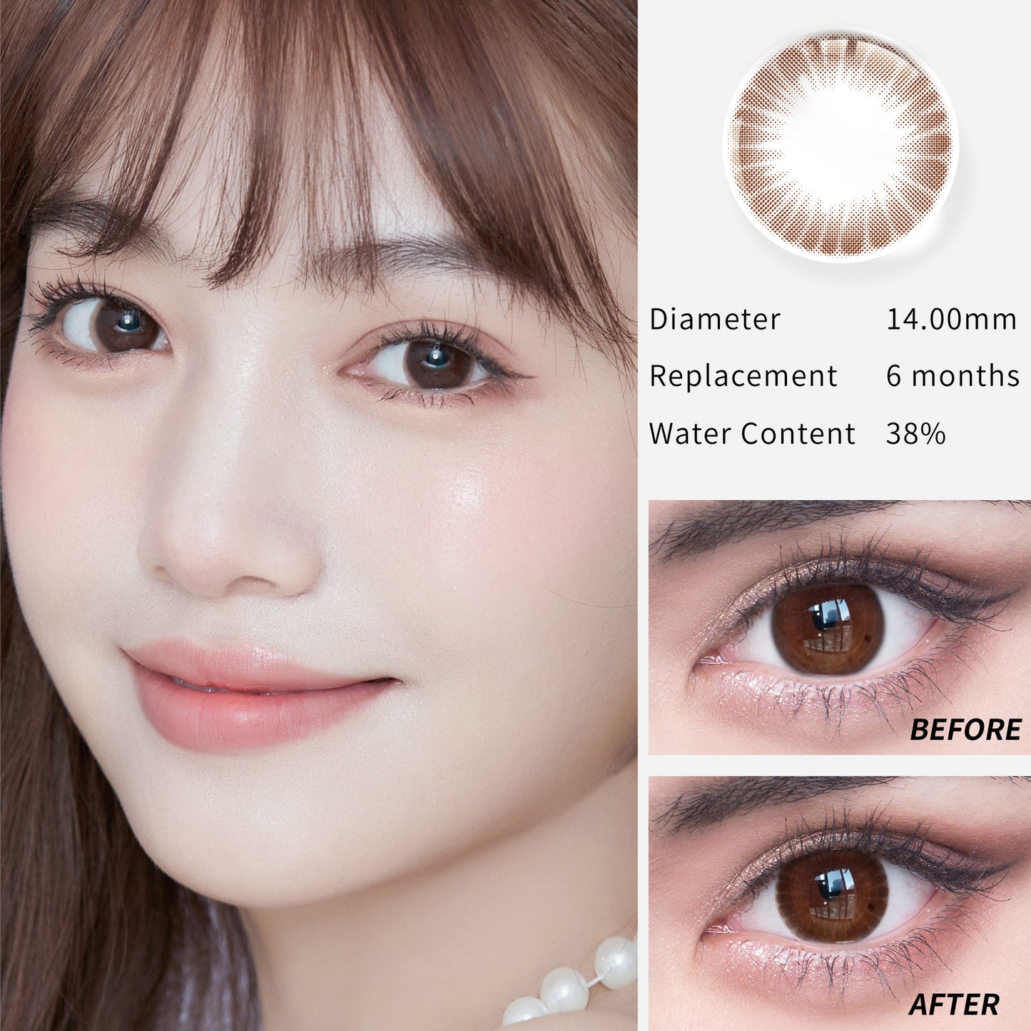 1Pcs CE Certificate Eyes Beautiful Pupil Colorful Girl Cosplay Contact Lenses Brown