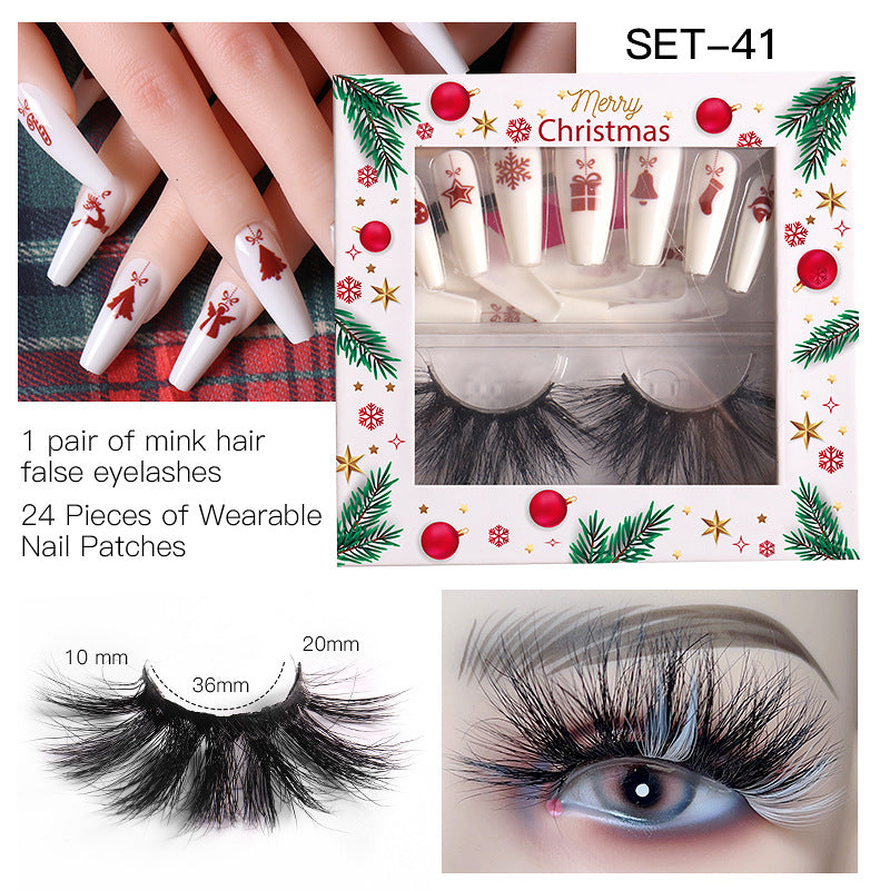 Christmas Nail Enhancement Eyelash Tool Set False Eyelash Decoration Color Mink Hair Beauty Tool