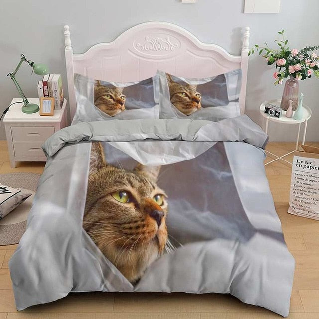 3D Cat Bedding Set