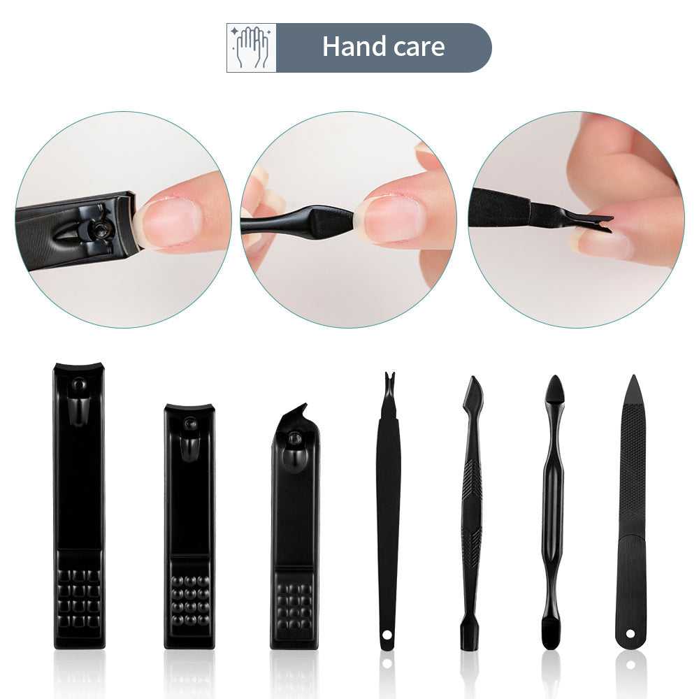 Classic Black Manicure Set Hand Feet Facial Stainless Steel Accessories, 5 Choices