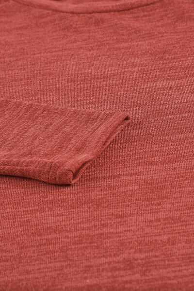 Round Neck Top and Drawstring Plaid Pants Lounge Set