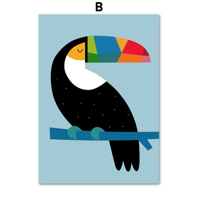 Abstract Toucan Bird Nursery Wall Art Canvas Painting Nordic Posters And Prints Cartoon Wall Pictures For Baby Kids Room Decor