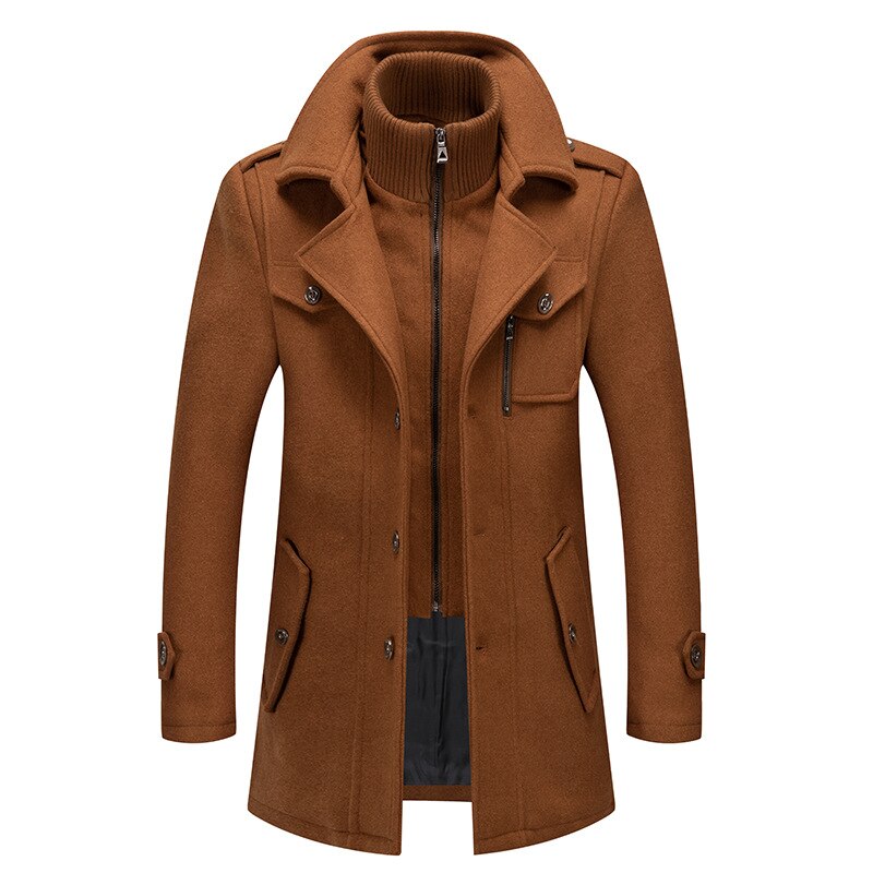Autumn and winter new business woolen coat men's fashion double-collar cold-resistant woolen cloth men's coat woolen coat on behalf of hair