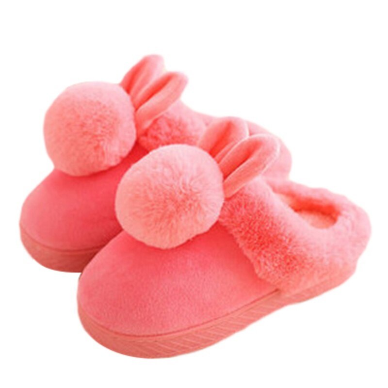 Rabbit Faux Fur Women's Slippers | Bunny Pom House Slippers