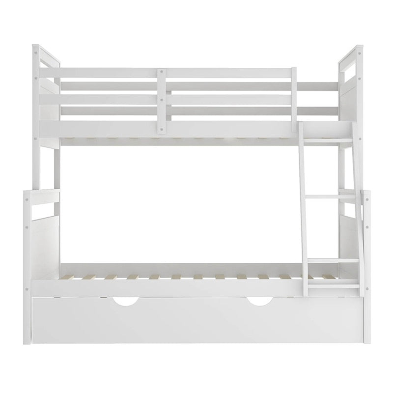 Twin Size Over Full Bunk Bed With Ladder and Safety Guard Rail