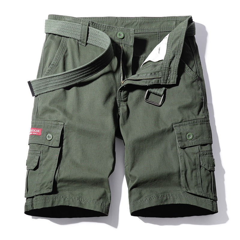 Solid color washed cotton pockets workman cpropped pants