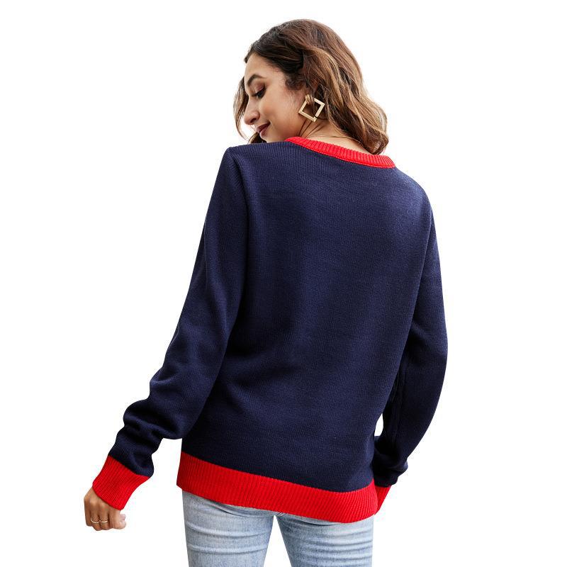 #Christmas# Long Sleeve Round Neck Pullover Sweater Big Santa