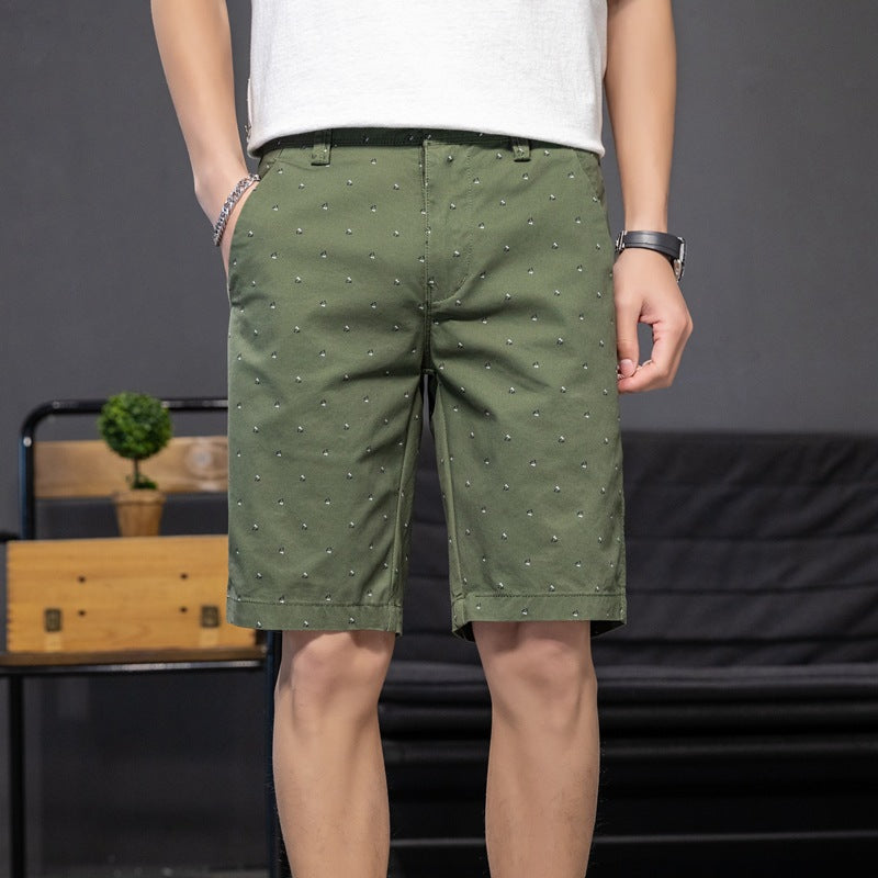 Shorts: Men's trend: versatile, washed solid color printed work clothes, casual pants, loose straight tube dynamic pants