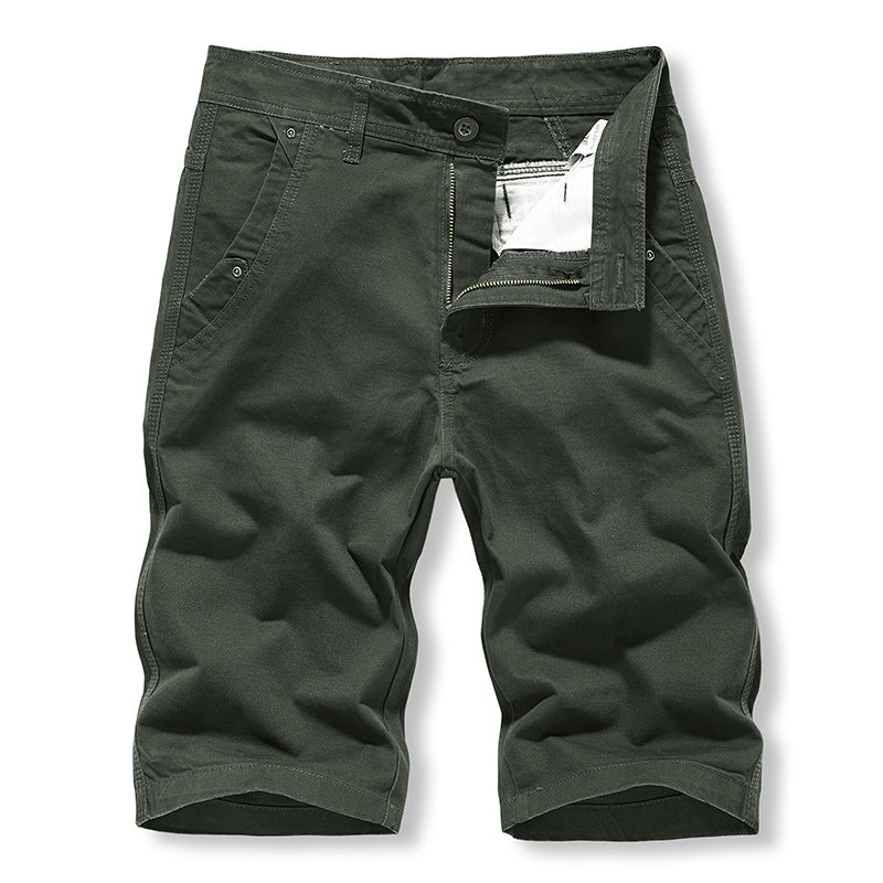 Shorts: Men's simple, classic, versatile, washed solid color casual overalls, six point sports men's pants