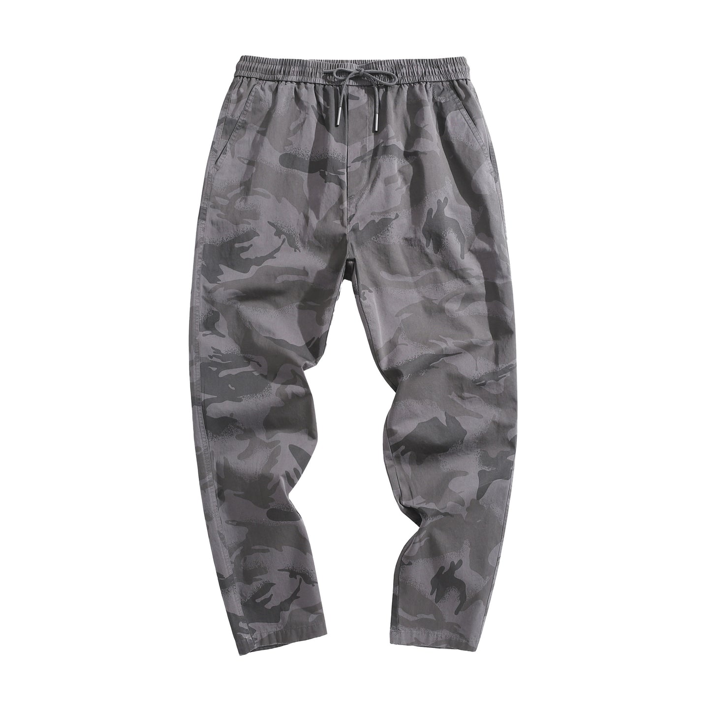 Camouflage overalls: Men's new fashion, washable, versatile, drawstring belt, flat mouth casual pants