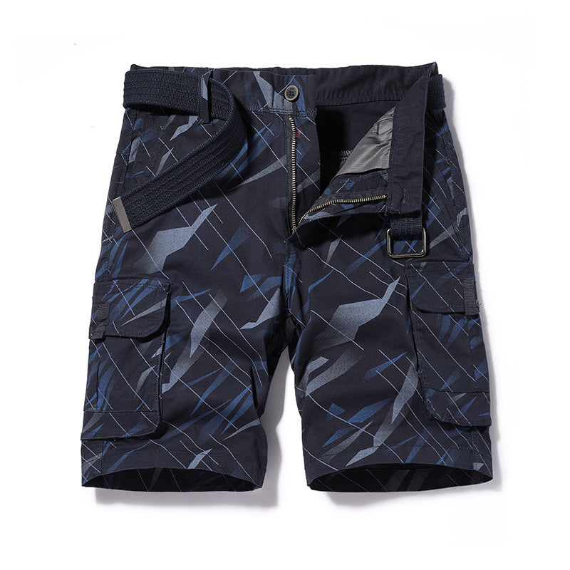 Shorts: Men's new versatile water washed pure cotton camouflage Multi Pocket work wear casual pants sports pants