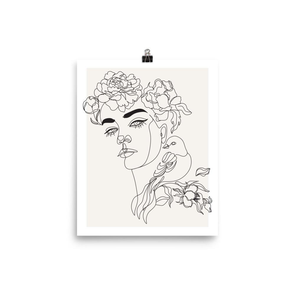 Woman and Bird Abstract Art Poster - Annizon Home Essentials