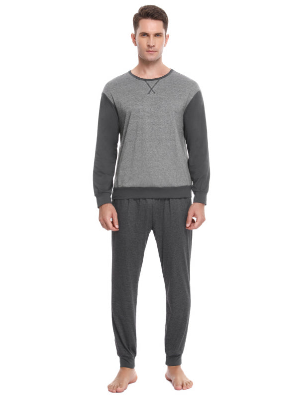 Men'S Pajama Set Cotton Pajama Top And Elastic Waist Bottom Soft Lightweight Casual