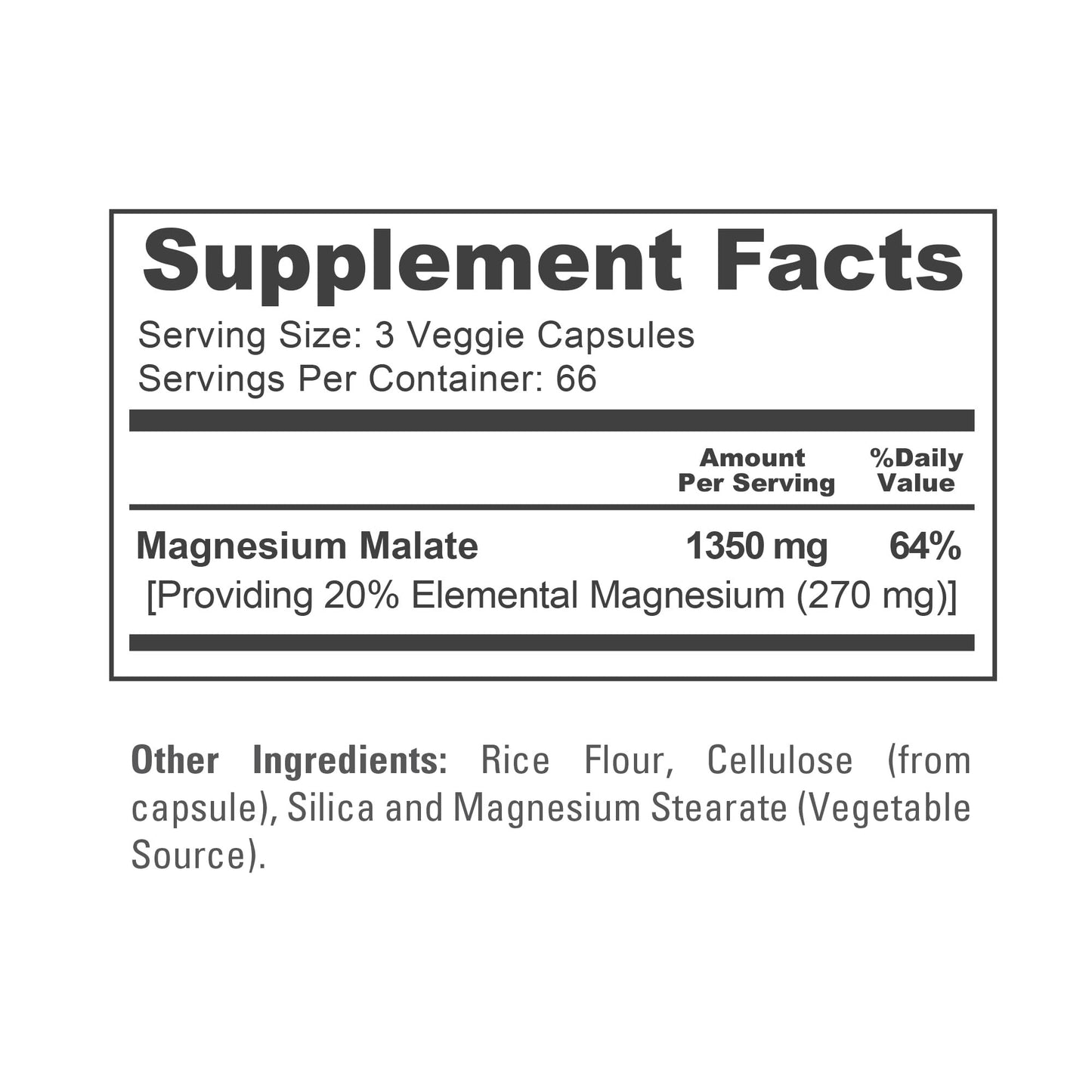 NusaPure Magnesium Malate 1350mg 200 Veggie Capsules (Vegan, Non-GMO, Vegan) NusaPure