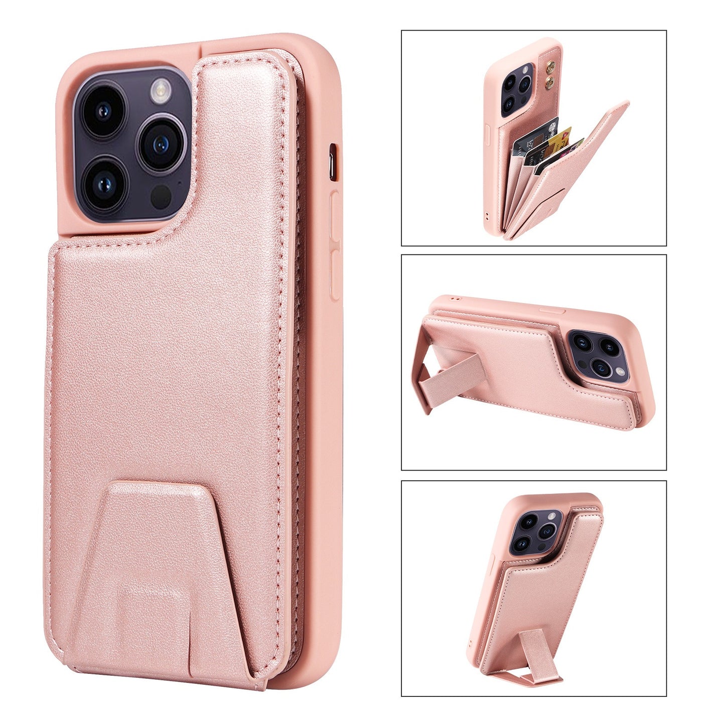 Suitable for Apple 15 phone case 13promax stand phone case adhesive leather anti drop 12 accordion card insertion phone case eprolo