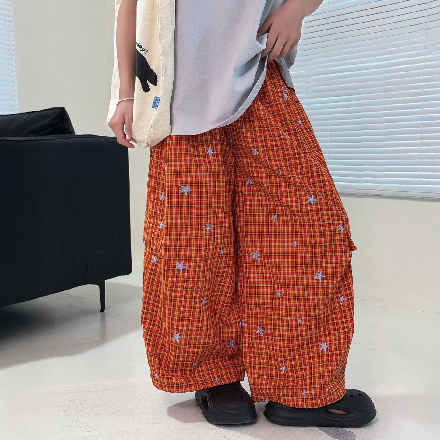 Boys' Pants Lightweight Mosquito-Proof Long Trousers Checkered Pattern Kids Casual Wear eprolo