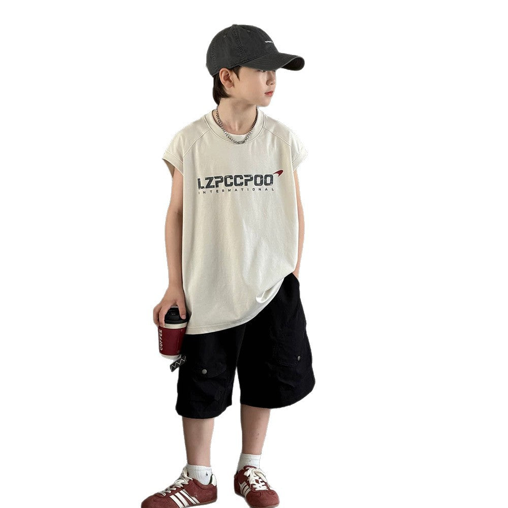Boy's Sleeveless Vest Set, Stylish Two-Piece Outfit for Kids eprolo