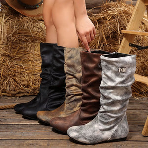 Slouchy Mid-Calf Boots