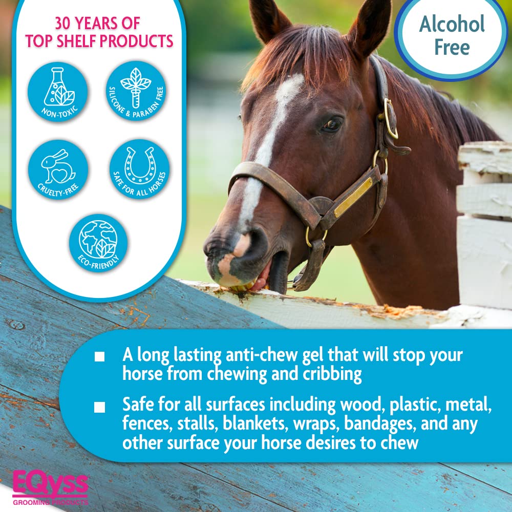 EQyss Crib-Guard Anti-Chewing Gel w/ Brush 16 oz. Aloe-Based Anti-Chew Horses Paw and Tail Supply
