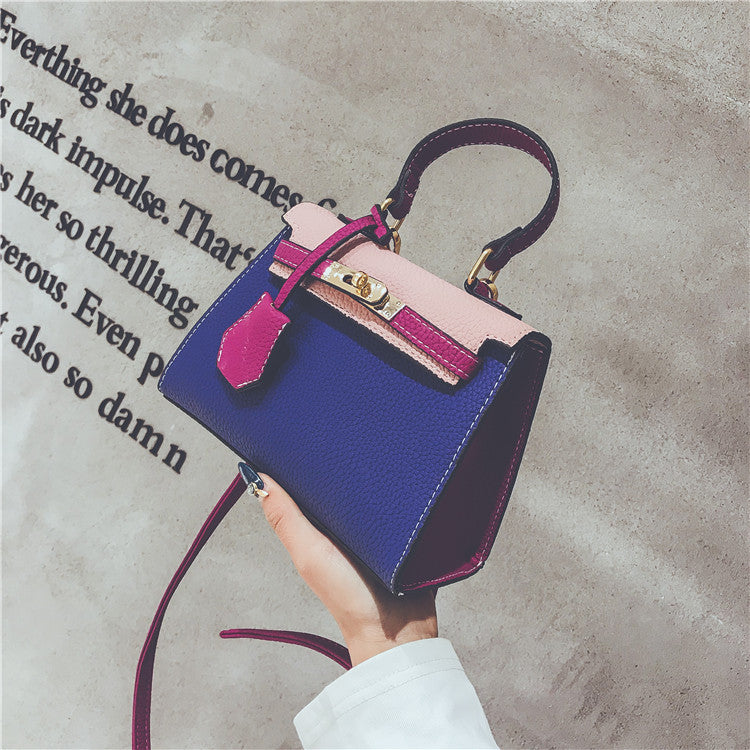 Lychee print color contrast kelly bag